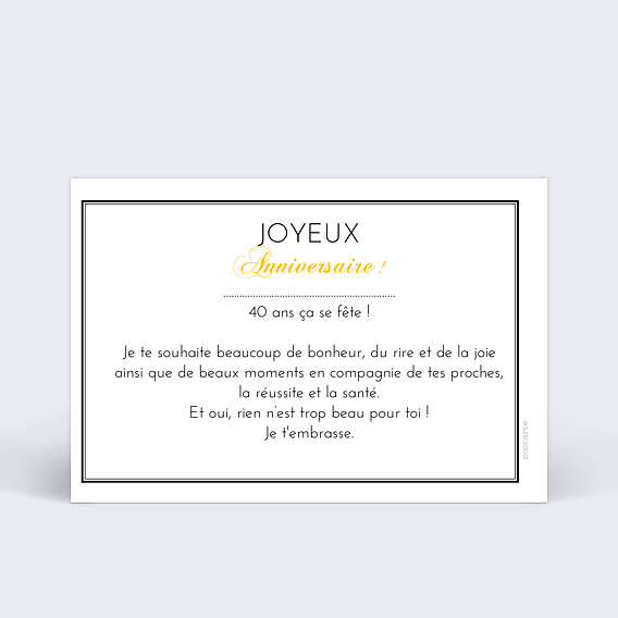 Carte anniversaire Champagne Verso