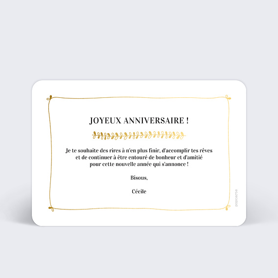 Carte anniversaire Jolies Feuilles Verso