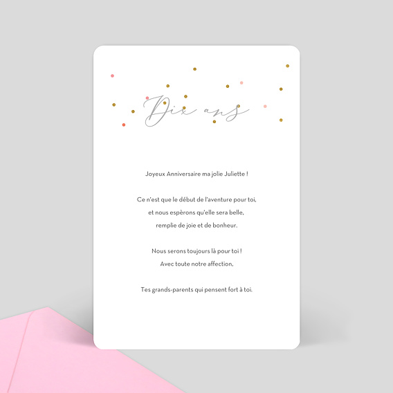 Carte anniversaire enfant Milestone Petits Pois Verso