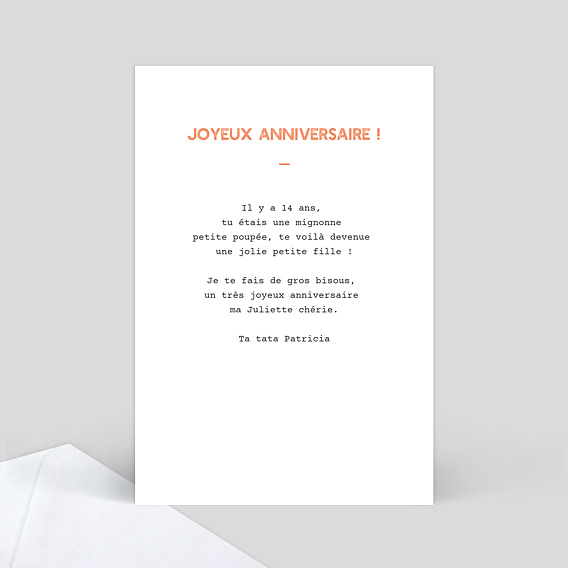 Carte anniversaire enfant Polaroïd Simple Vertical Verso