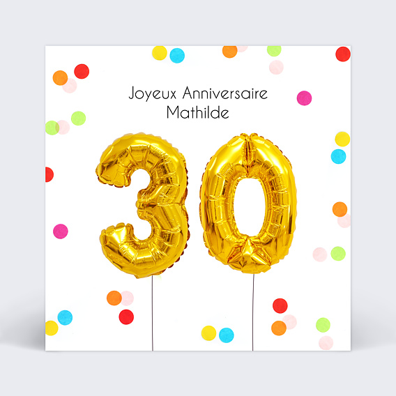 Carte anniversaire adulte Party 30