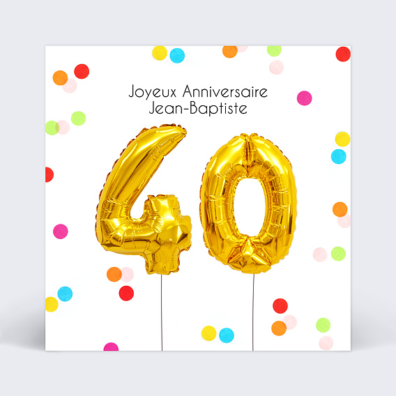 Carte anniversaire adulte Party 40