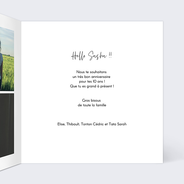 Carte Anniversaire Multiphotos Charme Classique Intérieur Droit