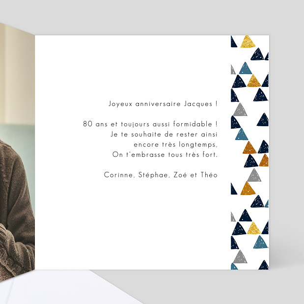 Carte Anniversaire Petits Triangles Intérieur Droit
