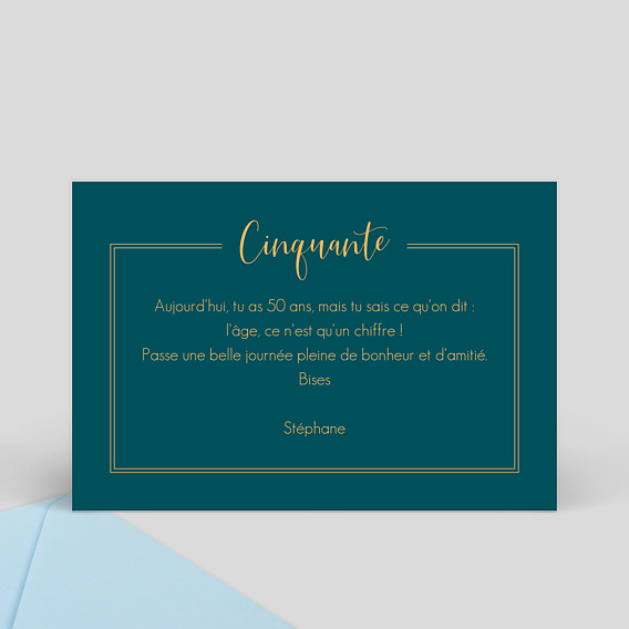 Carte anniversaire Milestone Cinquante Verso