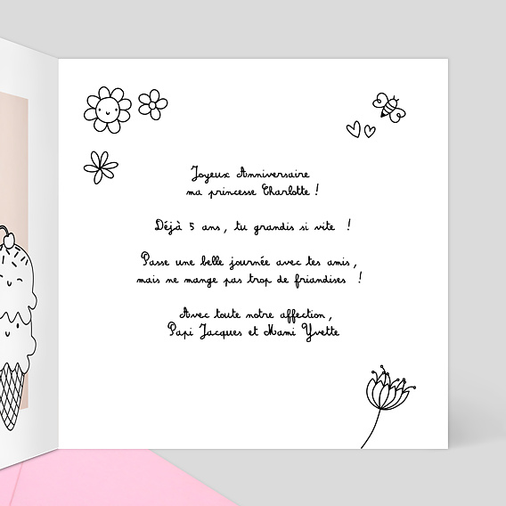 Carte anniversaire enfant Coloriage Licorne Intérieur Droit