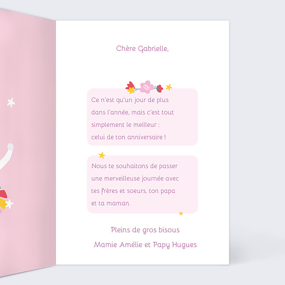 Carte anniversaire enfant Licorne Arc-en-ciel Photo Intérieur Droit