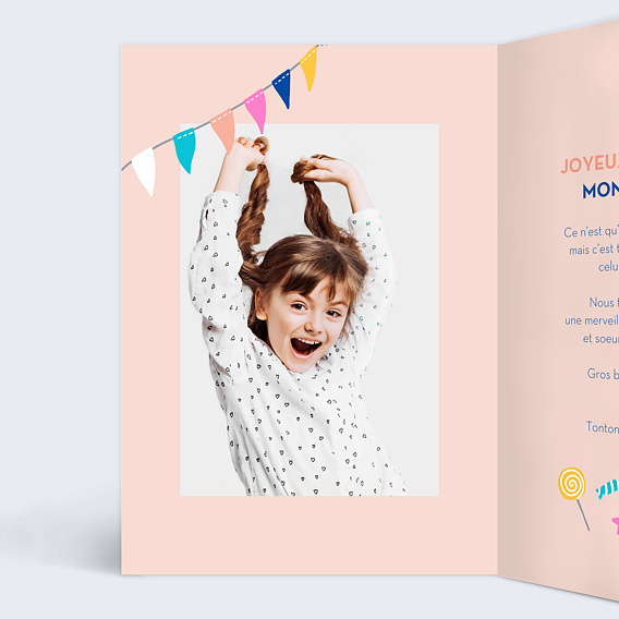 Carte anniversaire enfant Lama Pinata Photo Intérieur Gauche