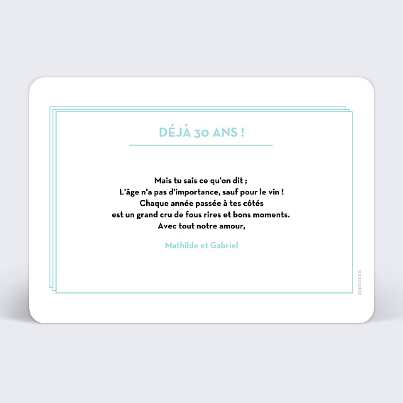 Carte anniversaire Double Filet Verso