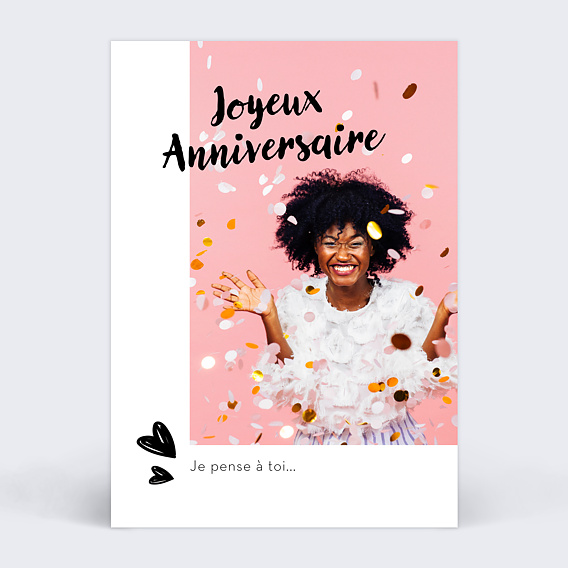 Carte anniversaire adulte Cadre Blanc avec Cœur