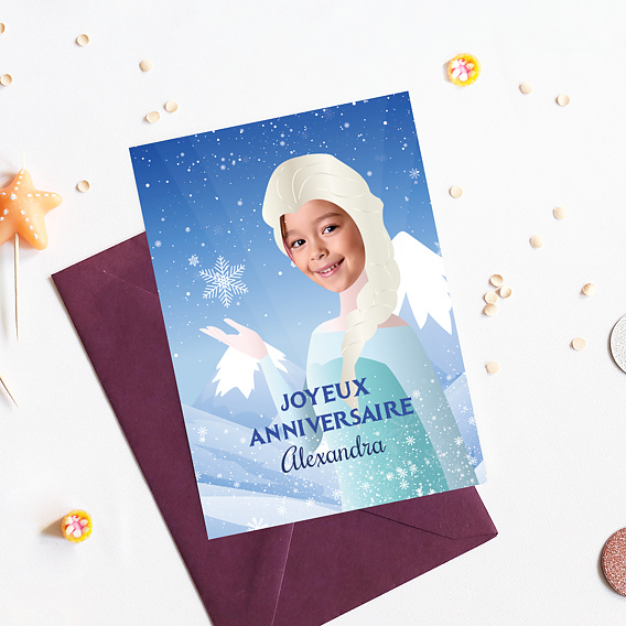 Carte anniversaire enfant Reine des Neiges Après 4