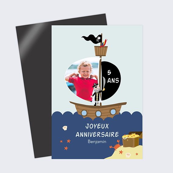 Carte anniversaire enfant Bateau Pirate