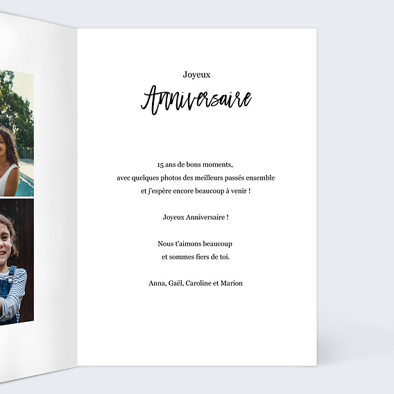 Carte anniversaire Multiphoto Chic Intérieur Droit