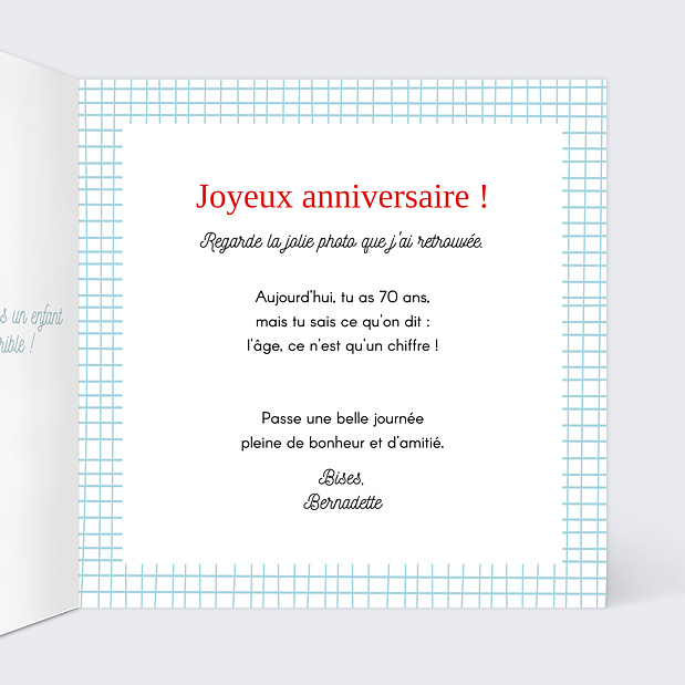 Carte Anniversaire Cahier d'École Intérieur Droit