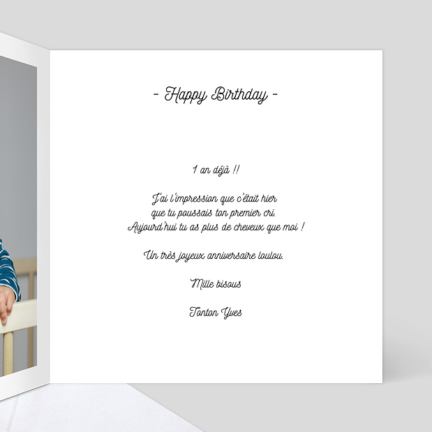 Carte anniversaire Tirets Gateau D'Anniversaire Intérieur Droit