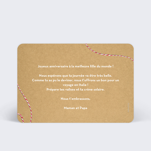 Carte Anniversaire Boarding Pass - Bon Pour Verso