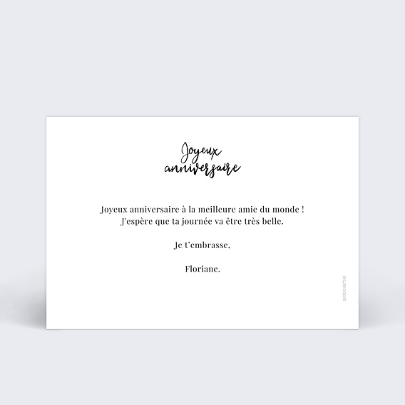 Carte anniversaire Calligraphie Verso