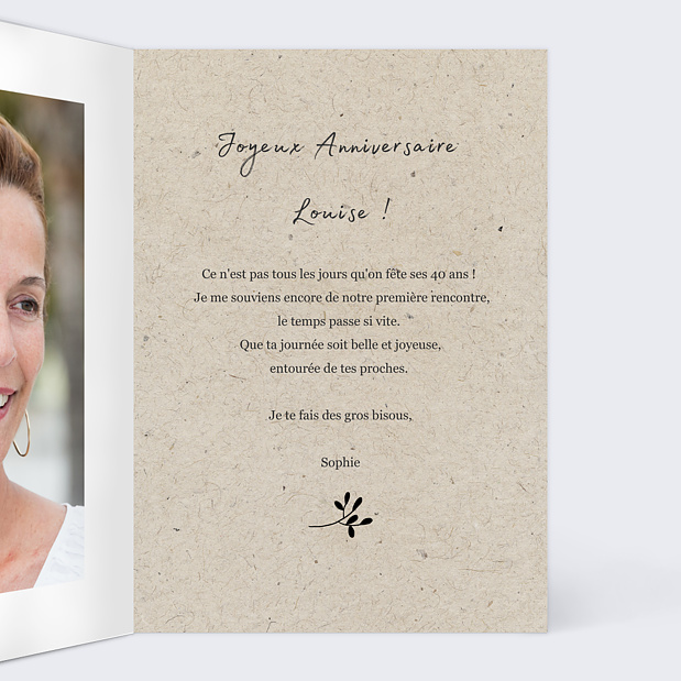 Carte Anniversaire Photomaton Nature Intérieur Droit