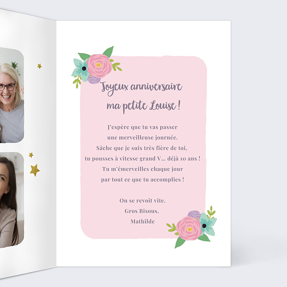 Carte anniversaire enfant Arc-en-Ciel Intérieur Droit