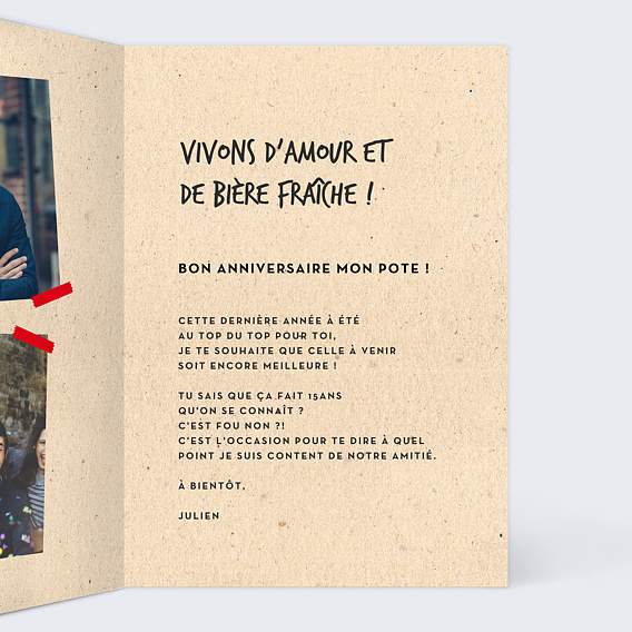 Carte anniversaire Bière Pression Intérieur Droit