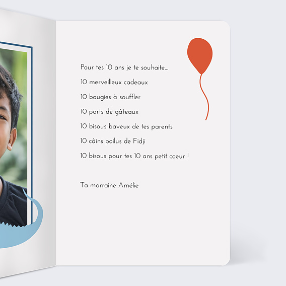Carte anniversaire enfant Dinosaure et Ballons Intérieur Droit