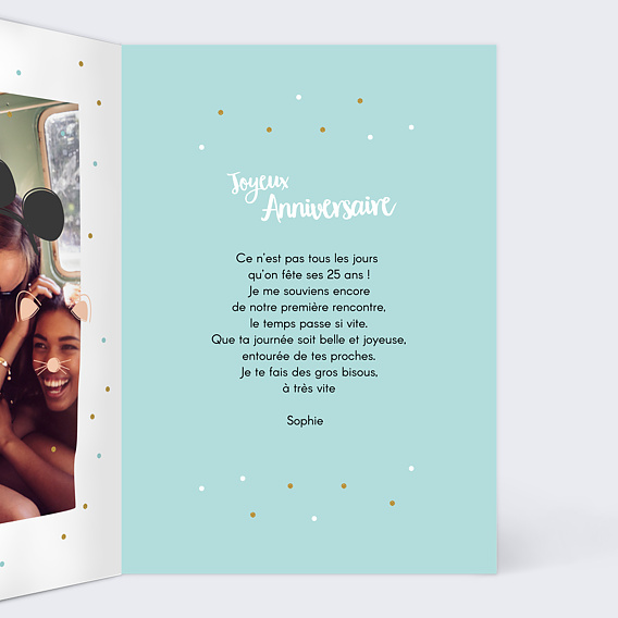 Carte anniversaire Pétillante Intérieur Droit