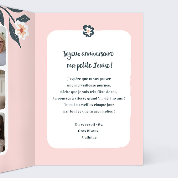 Carte anniversaire enfant Petit Chat Intérieur Droit