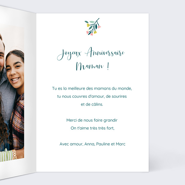 Carte Anniversaire Floral Atmosphère Intérieur Droit