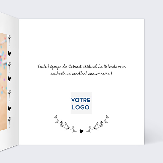 Carte anniversaire Coeur Bucolique Dorure Intérieur Droit