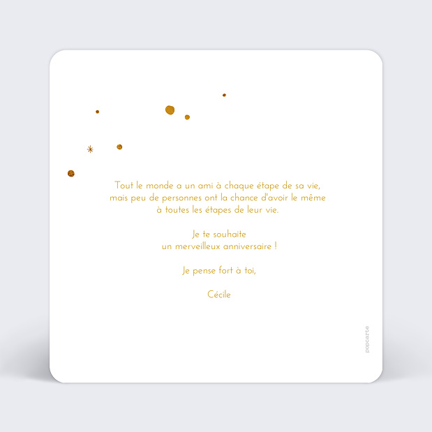 Carte Anniversaire Golden Dots Verso