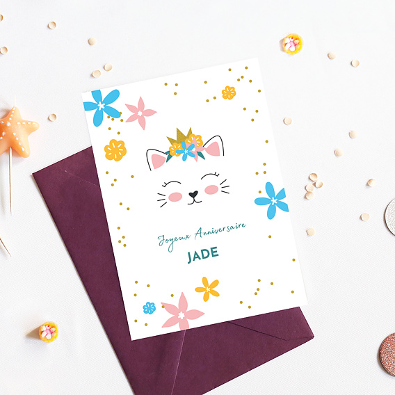 Carte Anniversaire enfant Chaton