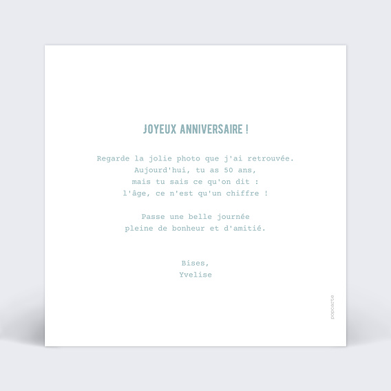 Carte anniversaire Album Photo Verso
