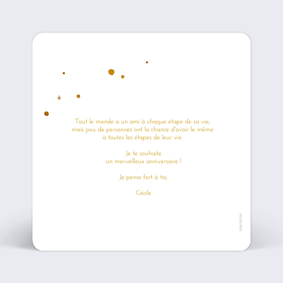 Carte anniversaire Golden Dots Verso