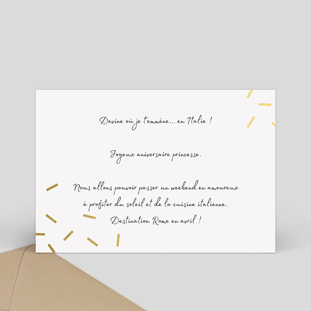 Carte Anniversaire Cadeau Chic - Bon Pour Verso