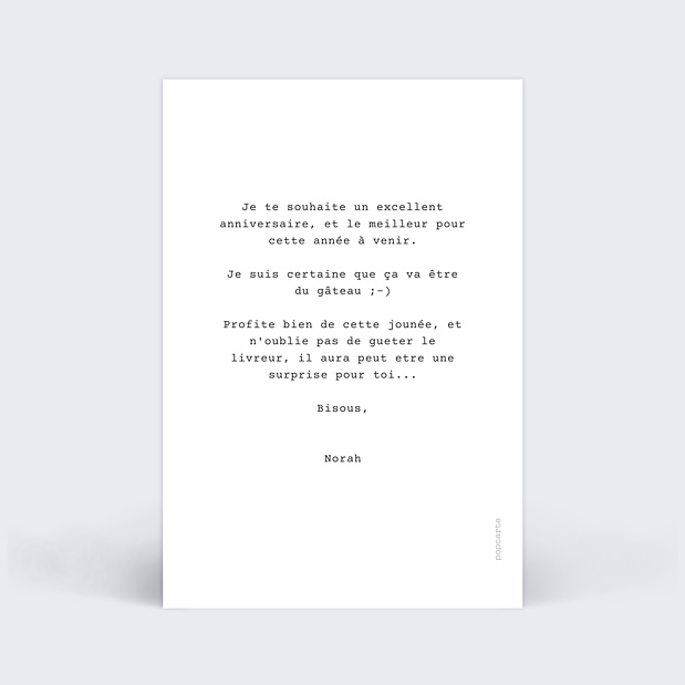 Carte Anniversaire Polaroid Simple III Verso