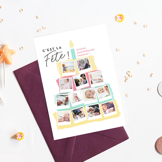 Carte anniversaire enfant Gâteau d'Anniversaire Après 4