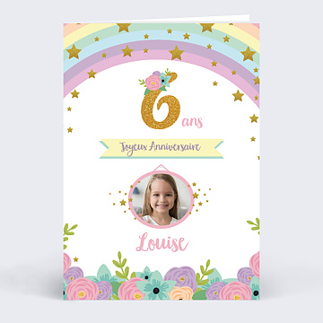 Carte Anniversaire enfant Arc-en-Ciel