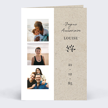 Carte anniversaire adulte Photomaton Nature