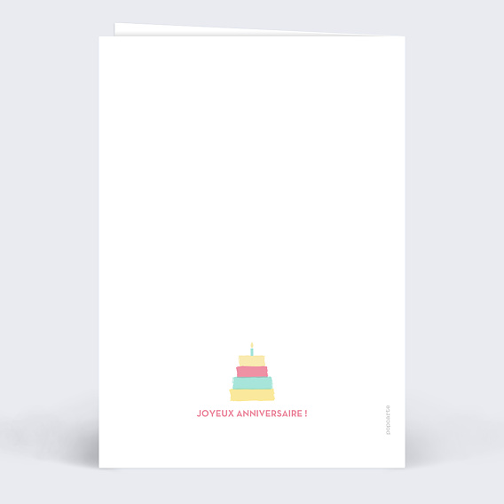 Carte anniversaire enfant Gâteau d'Anniversaire Verso