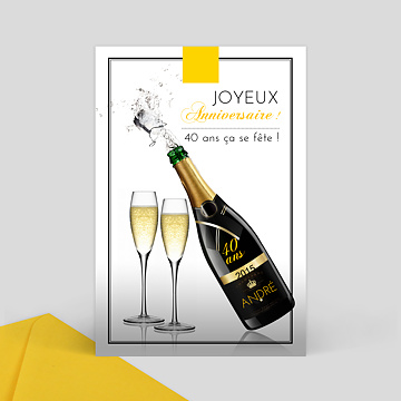 Invitation Anniversaire Champagne Popcarte