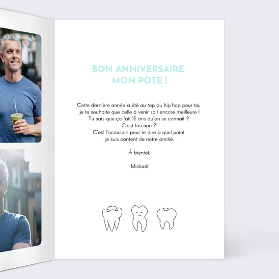 Carte anniversaire Toutes Ses Dents Intérieur Droit