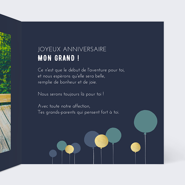 Carte Anniversaire Pretty Ballons Intérieur Droit
