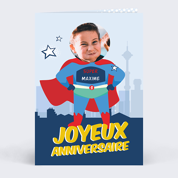 Carte anniversaire enfant Drôle de super-héros