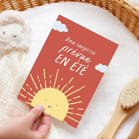 Carte annonce grossesse Bébé Été