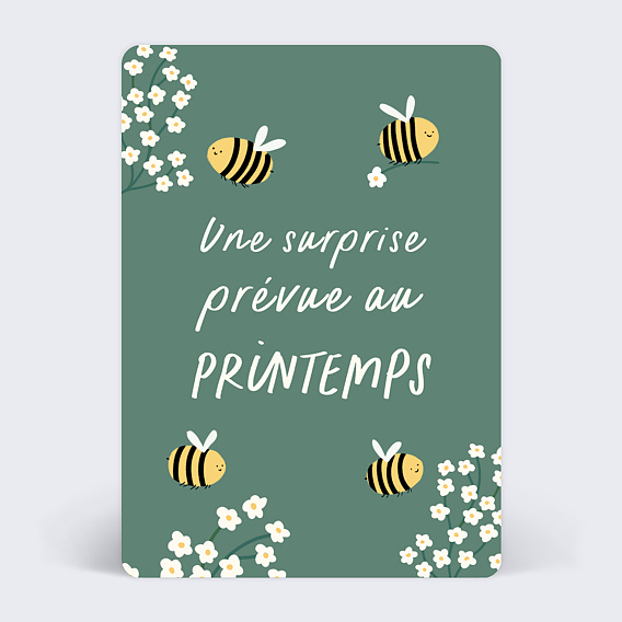 Carte bébé printemps, carte naissance saison, carte annonce naissance