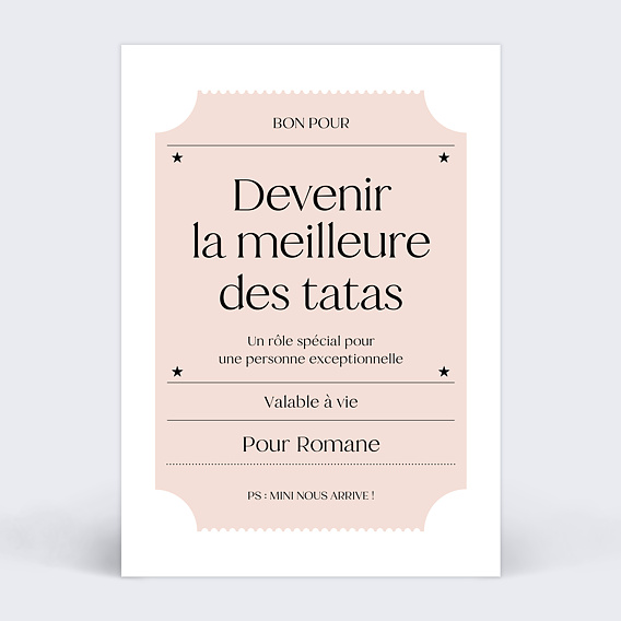 Carte annonce grossesse Bon pour tata