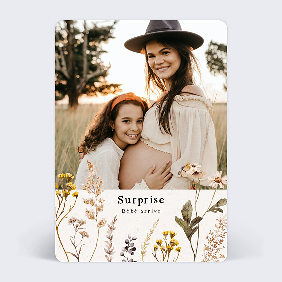 Carte annonce grossesse Bouquet Sauvage
