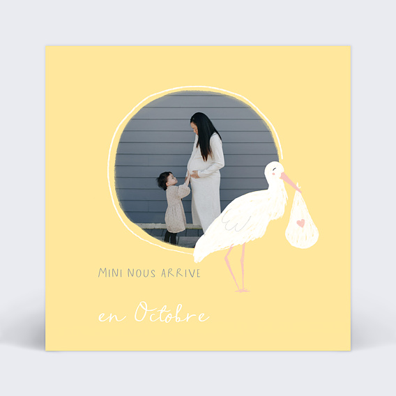 Carte annonce grossesse Cigogne Blanche