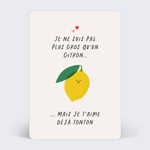 Carte annonce grossesse Citron