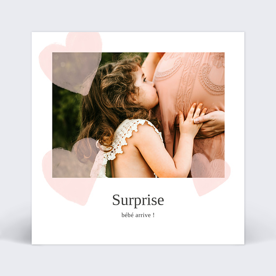 Carte annonce grossesse Cœur Rose